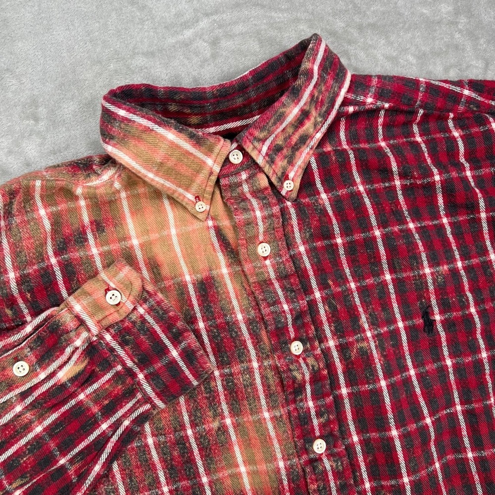 Polo Ralph Lauren Shirt Mens XL Blake Red Orange Custom Tie Dye Button Up Church